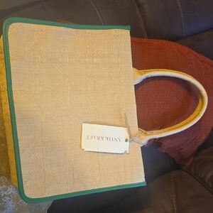 Antik Kraft Beige and Green Textured Tote